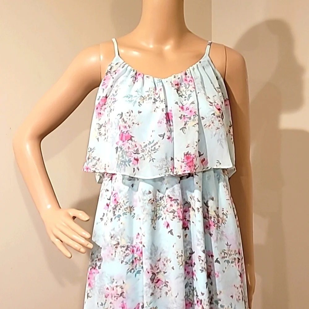 Disney Cinderella The Collection Dress - Blue & Pink Sheer Floral High Low